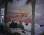 Hawaiian Beach Mural in a Game Room